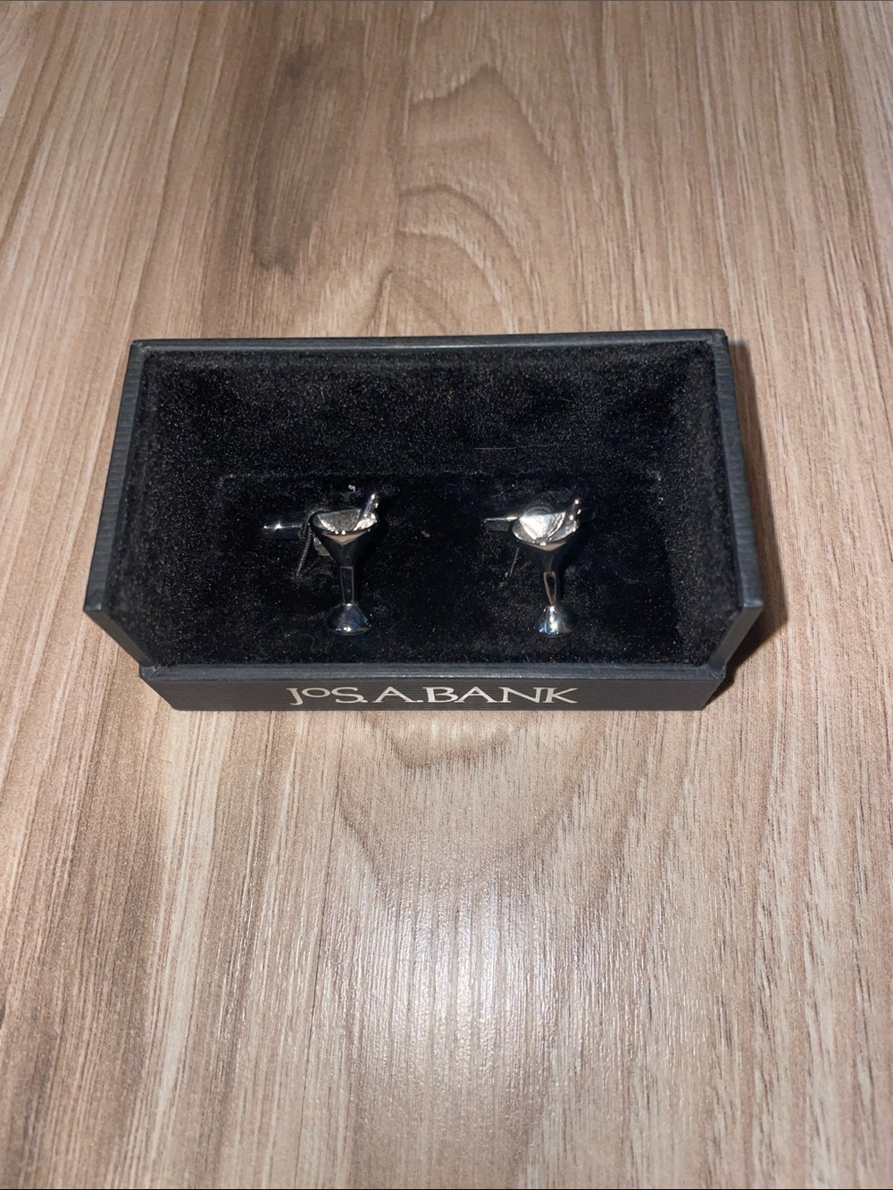 Jos. A. Bank Silver Martini Glass Novelty Cufflinks